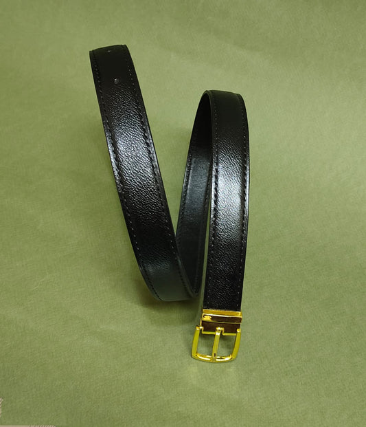 SECOLO Classic Belt | Black Pebbled & Smooth Genuine Leather