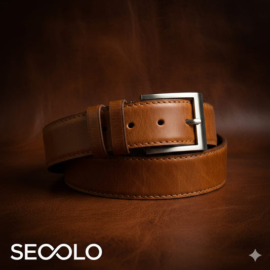 SECOLO Handmade Padded Leather Belt - Tan & Black